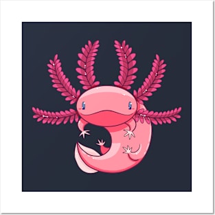 Cute Axolotl - Kawaii Cartoon Amphibian Posters and Art